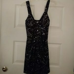 Short prom or formal dress.